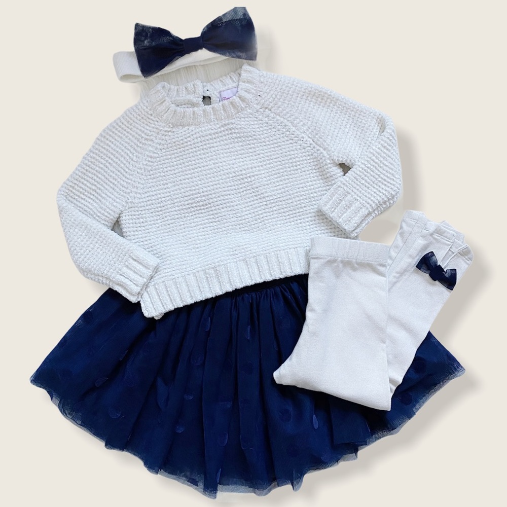 Tommy Bahama 4-piece 12M Baby Girl Outfit - Sweater, Leggings, Skirt, & Headband